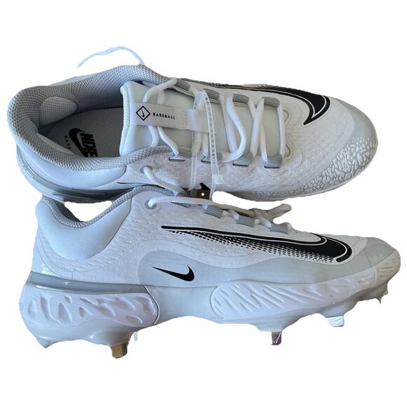 Nike Alpha Huarache Elite 4 Low Size 8 Mens FD2745-100 White/silver/black NEW - Picture 1 of 6